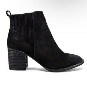 Blondo Black NOA Cognac Nubuck Waterproof Zip Block Heel Ankle Booties Size 8